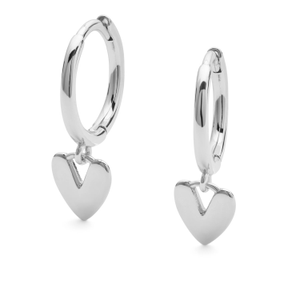 Sterling Silver Love Heart Hoop Earrings (one size)
