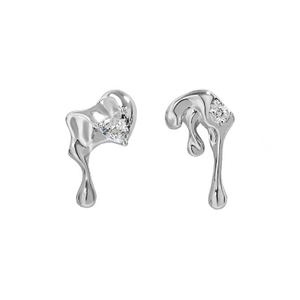 Sterling Silver Mealt Water Drip Liquid Studs Earrings