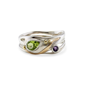 Sterling Silver Peridot & Amethyst Ring (T (UK))