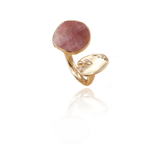 Strawberry Quartz Gemstone Huggie Ring
