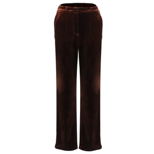 Straight Velvet Suit Pants - Brown (S)