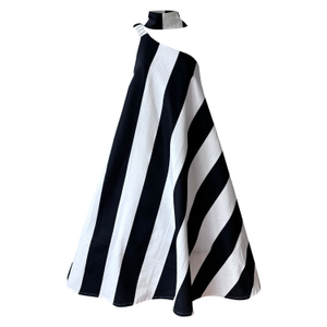 Striped One Shoulder A Line Dress With Matching Tie (M/L)