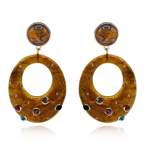 Estelle Studded Tortoise Resin Large Hoop Earrings
