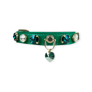 Swarovski Dark Green Dog Collar (XS)
