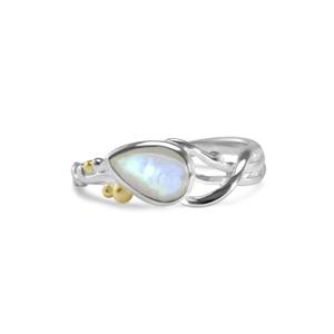 Teardrop Rainbow Moonstone Ring (L (UK))