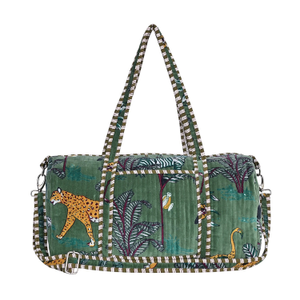 The Jungle Velvet Weekender In Green