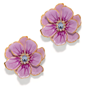 The Pink Reef Large Jewel Box Floral Earrings In Lilac
