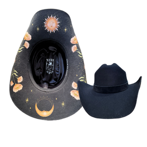 The Stevie Western Black Cowboy Hat - Cosmos, Festival Hat (59cm)
