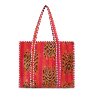 The Ultimate Tibetan Tiger Velvet Tote In Orange And Pink