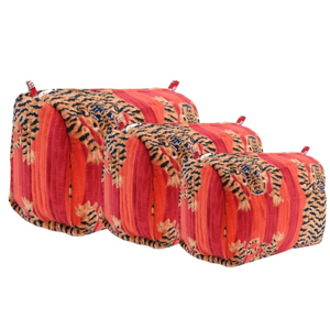 The Ultimate Velvet Three Piece Travel Set In Red Tibetan Tiger