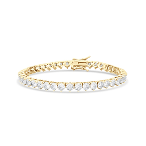 Three Prong Four Mm Round Tennis Bracelet - Gold (7")