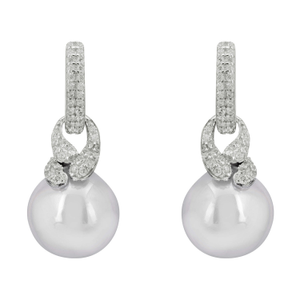 Tie The Knot Drop Grey Pearl Earrings Silver