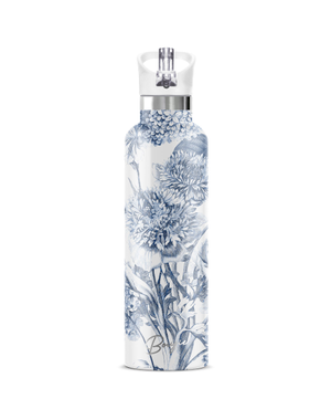 Toile Fleurie | Blue Toile Floral Insulated Water Bottle (4XS)