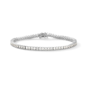 Triple Excellent Cut C.Z Tennis Bracelet In Sterling Silver (7.5")