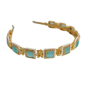 Turquoise Square Stone Hairband For Weddings & Celebrations (one size)