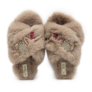 Valentina Luxury Plush Diamanté Embellished Handmade Slipper (4 UK)