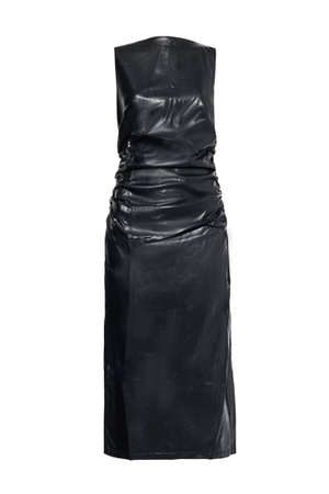 Vera Black Leather Midi Dress (XS)