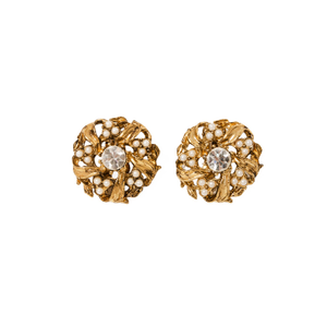 Vintage Gold Plated Crystal Earrings (one size)