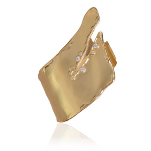 Gold Organic Cuff Bracelet | Sculptural Wabi-Sabi Statement Bracelet