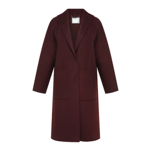 Walk This Way Wool Blend Oversized Coat - Burgundy (XS)