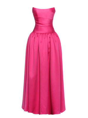 Walterina Fuchsia Satin Strapless Drop Waist Corset Gown (M)
