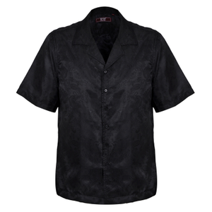 Washington Cuban Collar Paisley Shirt - Black (M)