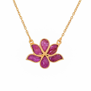 Water Lotus Necklace - Rubies