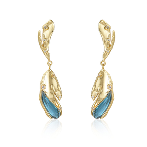 Wave Drop Blue Glass Earrings