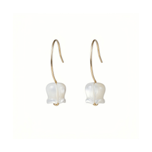 Lilian Mother Of Pearl Lily Of The Valley Gold Vermeil Hoop Earrings (one size)