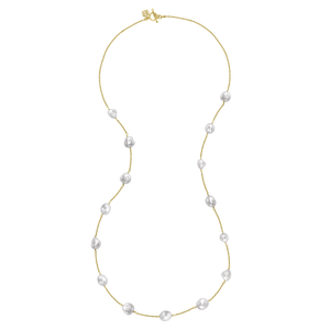 Long White Baroque Luna Pearl™ Chain Necklace In Gold Vermeil (40")
