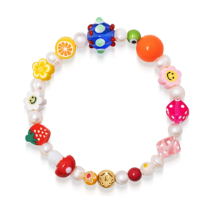 Women's Berry Pearl Bracelet With Assorted Beads (M)