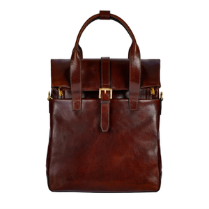 Womens Convertible Leather Backpack Shoulder Bag In Brown - The Awakening (one size)