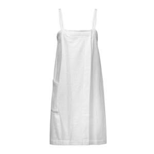 Women's Sauna Wrap Towel Dress, Straps & Pocket - White (XXL/3XL)