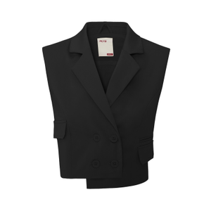 Women Woven Crop Vest - Black (S)