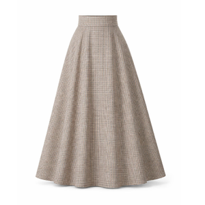 Wool A-Line Skirt With High Waist And Pockets In Pepite Colour (L)