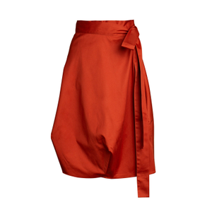 Wrapped Skirt In Crimson Red Cotton (S)
