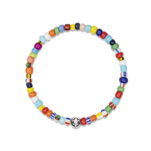 Wristband With Assorted Vintage Trifocal Beads And Silver (M)