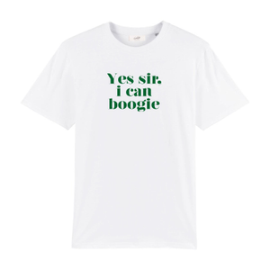Yes Sir I Can Boogie Oversized Retro Slogan T-Shirt - White (XS)