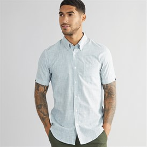 Ben Sherman Mens Fine Stripe Short Sleeve Shirt Blue