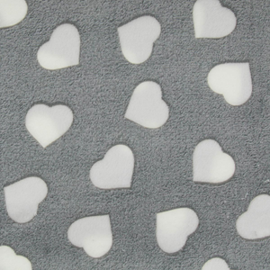 Tissu doudou - Coeurs fond gris