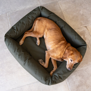 Waterproof Burnham Bolster Dog Bed - Olive