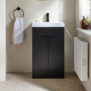 Milano Lurus - Black Grey 500mm Modern Vanity Unit with Basin and Black Finger Pull Handles