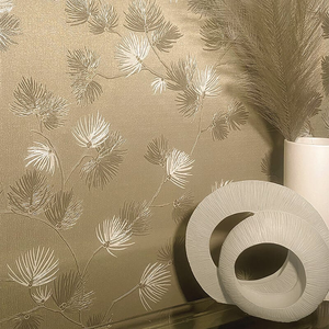 Belgravia Decor Valentino Pine Tree Champagne Metallic Wallpaper - 1933