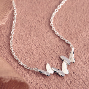 Tempest Meadow Silver Three Butterfly Necklace 