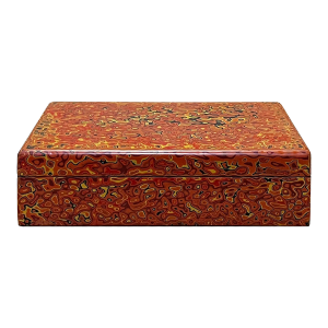 Handmade Orange Multi-Layer Lacquer Abstract Pattern Wood Box