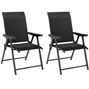Outsunny Set of Two Folding Outdoor Chairs - Black