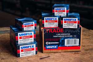 Unifix Woodscrew Trade Pack Assorted PZ Countersunk Twinthread Zinc Plated 1200 Pieces