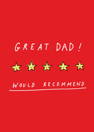 Scribbler Great Dad Five Star Review Funny Typographic Fatherâ€™s Day Card