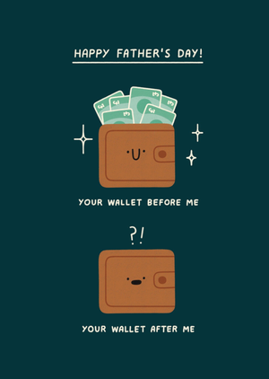 Humourous Cartoon Wallet Illustrated Father's Day Card