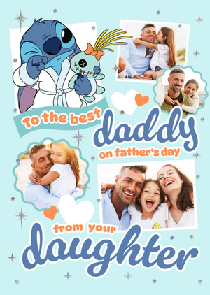 Disney Lilo & Stitch Best Daddy Photo Upload Father's Day Card